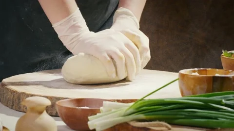 Kneading dough ball Stock Footage 138126328