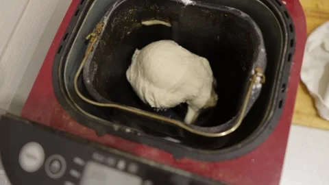 Kneading dough in a bread maker for making homemade bread Vídeo Stock 219931604