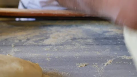 Kneading dough for bread in a workshop kitchen Stock Footage 331345311