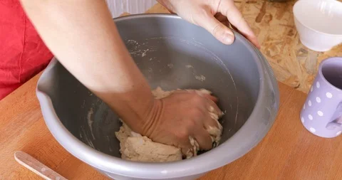 Kneading dough, close up Stock Footage 96748154