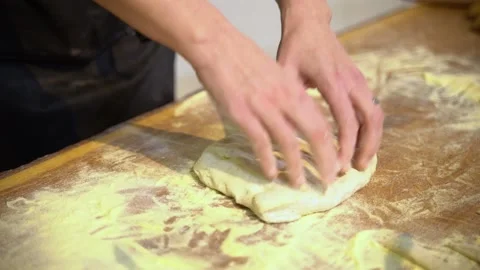 Kneading dough close up Stock Footage 238738716