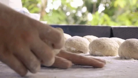 Kneading Dough Close up Slow Motion Video stock 77587846