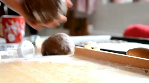 Kneading dough in flour on table Stock-Footage 46773488
