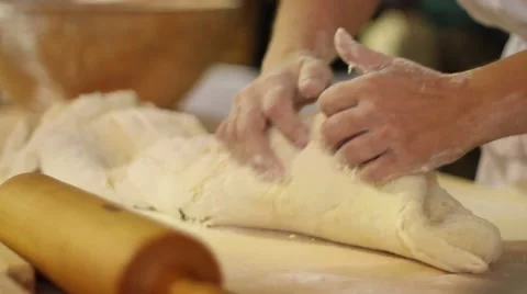 Kneading dough by hand Stock Footage 47211962