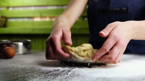 Kneading the dough by hand Stock Footage 73805019
