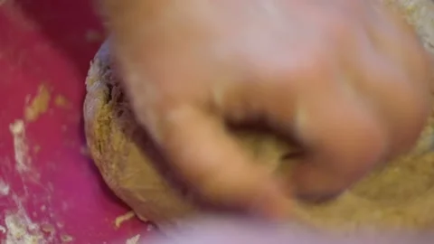 Kneading dough with hands 4K Video stock 101137096