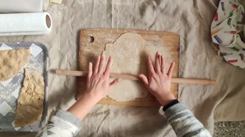 Kneading dough for homemade bread making Stock Footage 130583015
