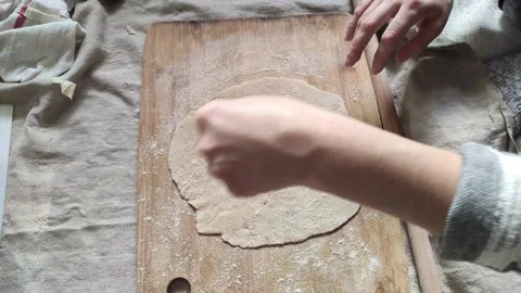 Kneading dough for homemade bread making Stock Footage 130583122