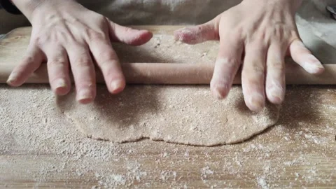 Kneading dough for homemade bread making Stock Footage 130583293