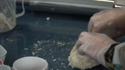 Kneading Dough in the Kitchen Stock Footage 317472418