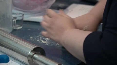 Kneading Dough in the Kitchen Stock Footage 317472439