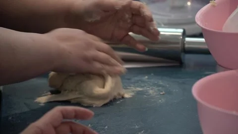 Kneading Dough in the Kitchen Stock Footage 317472490