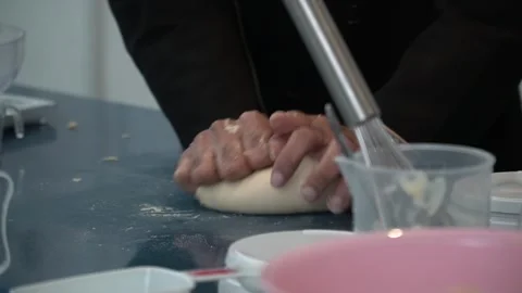 Kneading Dough in the Kitchen Stock Footage 317472540