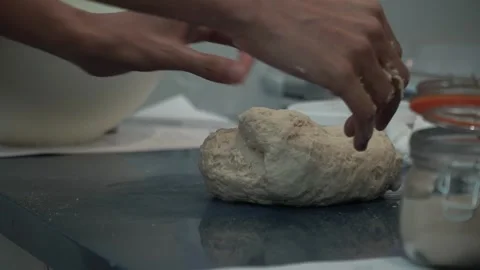 Kneading Dough in Kitchen Stock Footage 317472549