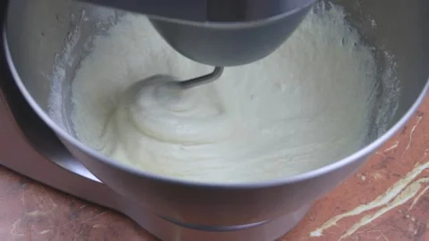 Kneading dough in the modern kitchen machine on a table Stock Footage 167959163