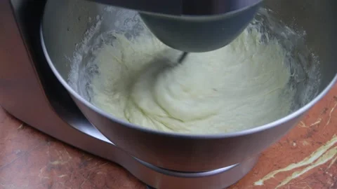 Kneading dough in the modern kitchen machine on a table Stock Footage 201596326