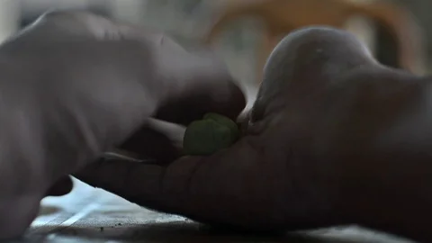 kneading dough on the palm of the hands Stock Footage 127894843