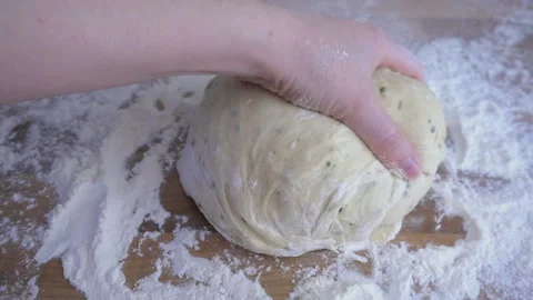 Kneading the dough in slow motion Stock Footage 97079255