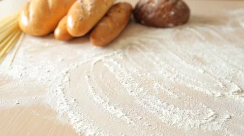 Kneading the dough on the table full of flour Stock Footage 65511304