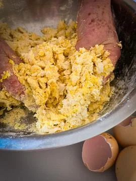 Kneading dough with your hands Stock Photos