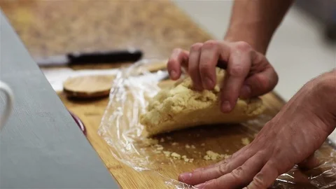 Kneading flour Stock Footage 90134391