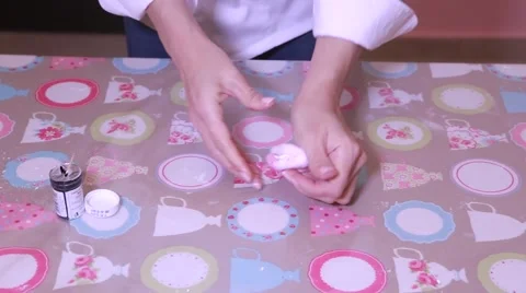 Kneading pink dough Stock-Footage 61855287