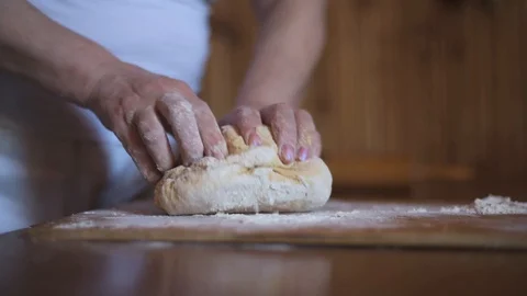 Kneading is a process in the making of bread or pasta dough Video stock 129248371