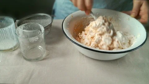 Kneading a pumpkin dough Stock Footage 82770711