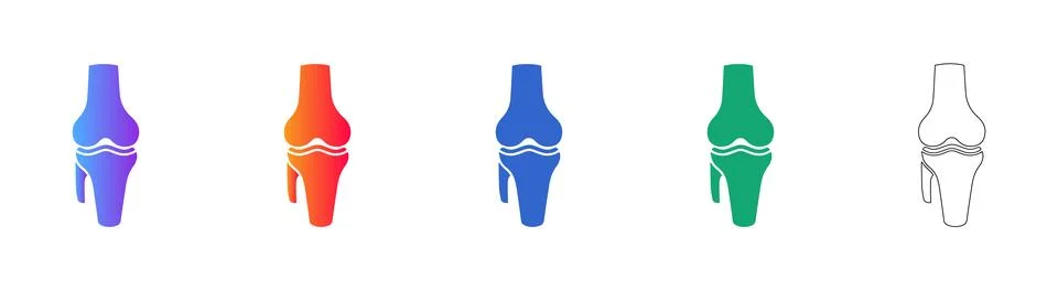 Knee Anatomy Vector Icon Set Stock Illustration