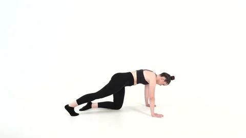 KNEE DRIVE IN DOWNWARD DOG Stock Footage 166294282