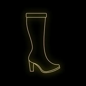 Knee high boot neon glowing icon design Stock Illustration