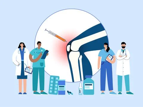 Knee Injection treatment Stock Illustration