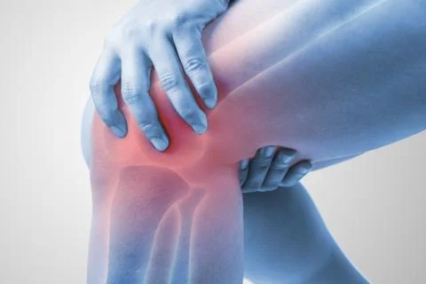 Knee injury in humans .knee pain,joint pains people medical, mono tone highlight Stock Photos