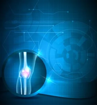 Knee joint blue background Illustrazione stock