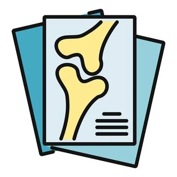 Knee joint bones displaying x ray scan on medical report Stock Illustration