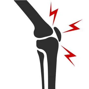 Knee joint pain side view simple flat illustration design Stock Illustration
