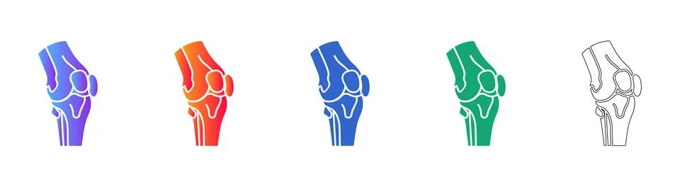 Knee Joint Side View Vector Collection Stock Illustration