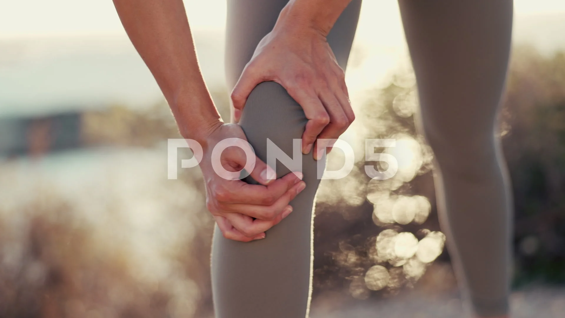 Male Hand Touches the Female Knee. Stock Photo - Image of