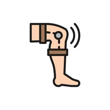 Knee replacement, prosthesis joint flat color line icon. Stock Illustration