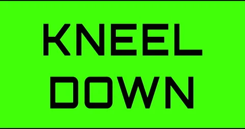 Kneel down text green screen, masked glitched effect. Stock Footage 132618118