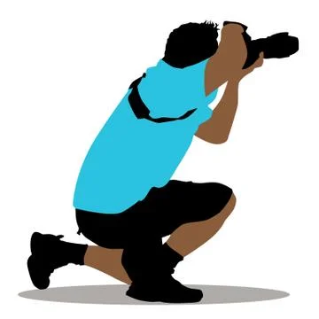 Kneeling photographer Stock Illustration