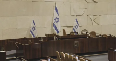 Knesset Plenum Hall, Empty Knesset Hall, Jerusalem, Israel,  Motion, Pan Right Vídeo Stock 247372065