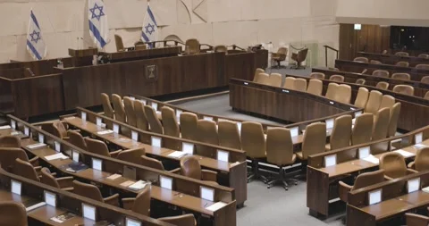 Knesset Plenum Hall, Empty Knesset Hall, Jerusalem, Israel,  Motion, Tilt Down Vídeo Stock 247372087