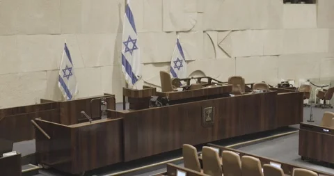 Knesset Plenum Hall, Empty Knesset Hall, Jerusalem, Israel,  Motion, Tilt Down Vídeo Stock 247372112