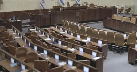 Knesset Plenum Hall, Empty Knesset Hall, Jerusalem, Israel,  Motion, Tilt Down Vídeo Stock 247372114