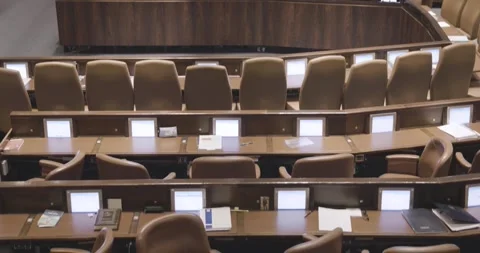 Knesset Plenum Hall, Empty Knesset Hall, Jerusalem, Israel,  Motion, Tilt Down Vídeo Stock 247372137
