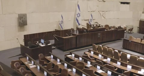Knesset Plenum Hall, Empty Knesset Hall, Jerusalem, Israel,  Motion, Dolly Shot Vídeo Stock 247372245