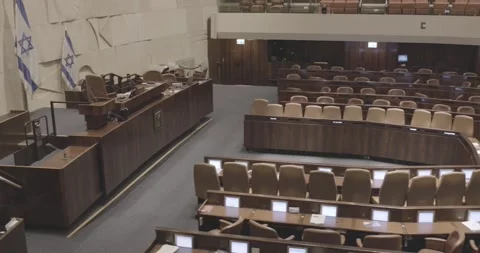 Knesset Plenum Hall, Empty Knesset Hall, Jerusalem, Israel,  Motion, Dolly Shot Vídeo Stock 247372278