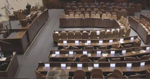 Knesset Plenum Hall, Empty Knesset Hall, Jerusalem, Israel,  Motion, Dolly Shot Vidéo 247372403
