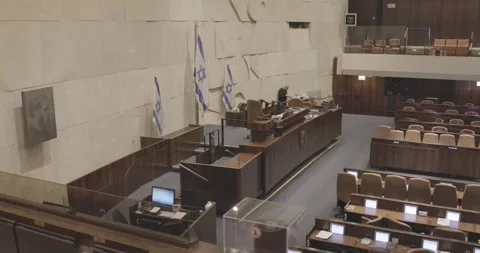 Knesset Plenum Hall, Empty Knesset Hall, Jerusalem, Israel,  Motion, Dolly Shot Vidéo 247372409